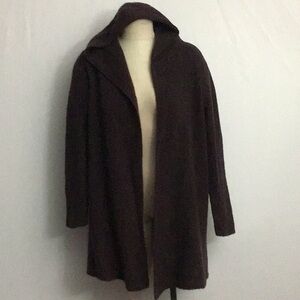 Eileen Fisher Hooded Long Cardigan Purple EUC